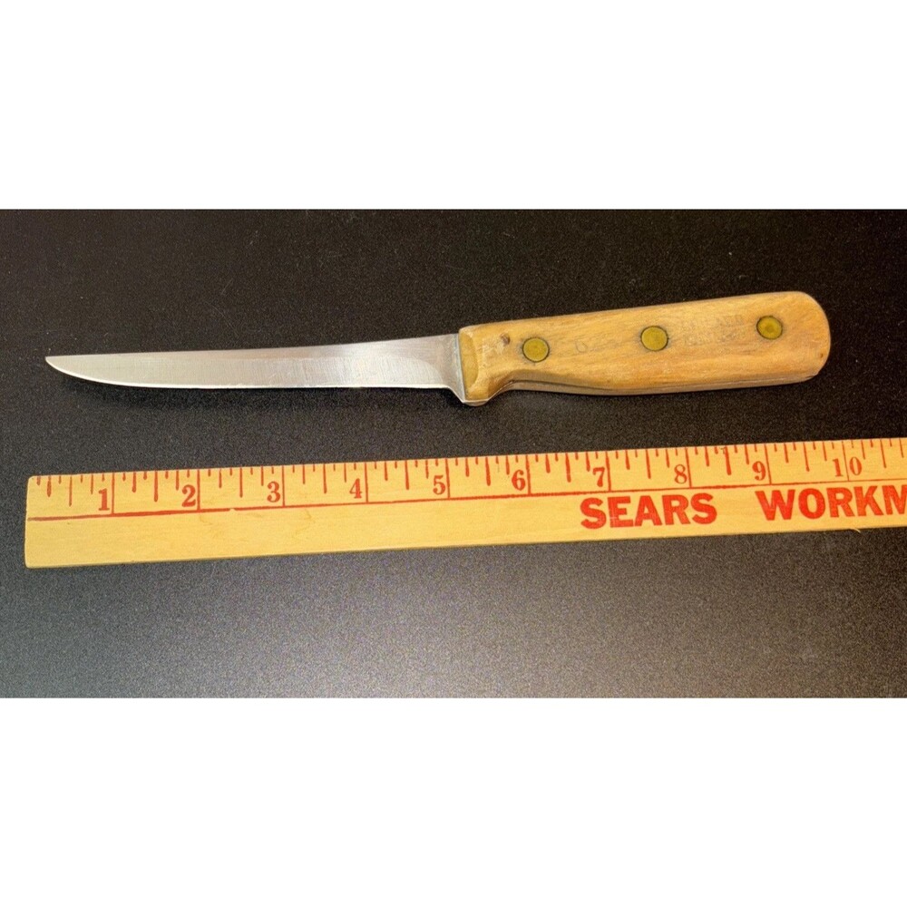 Vintage Chicago Cutlery #625 Fillet Knife W/Full Tang Brass Riveted Wood Handle